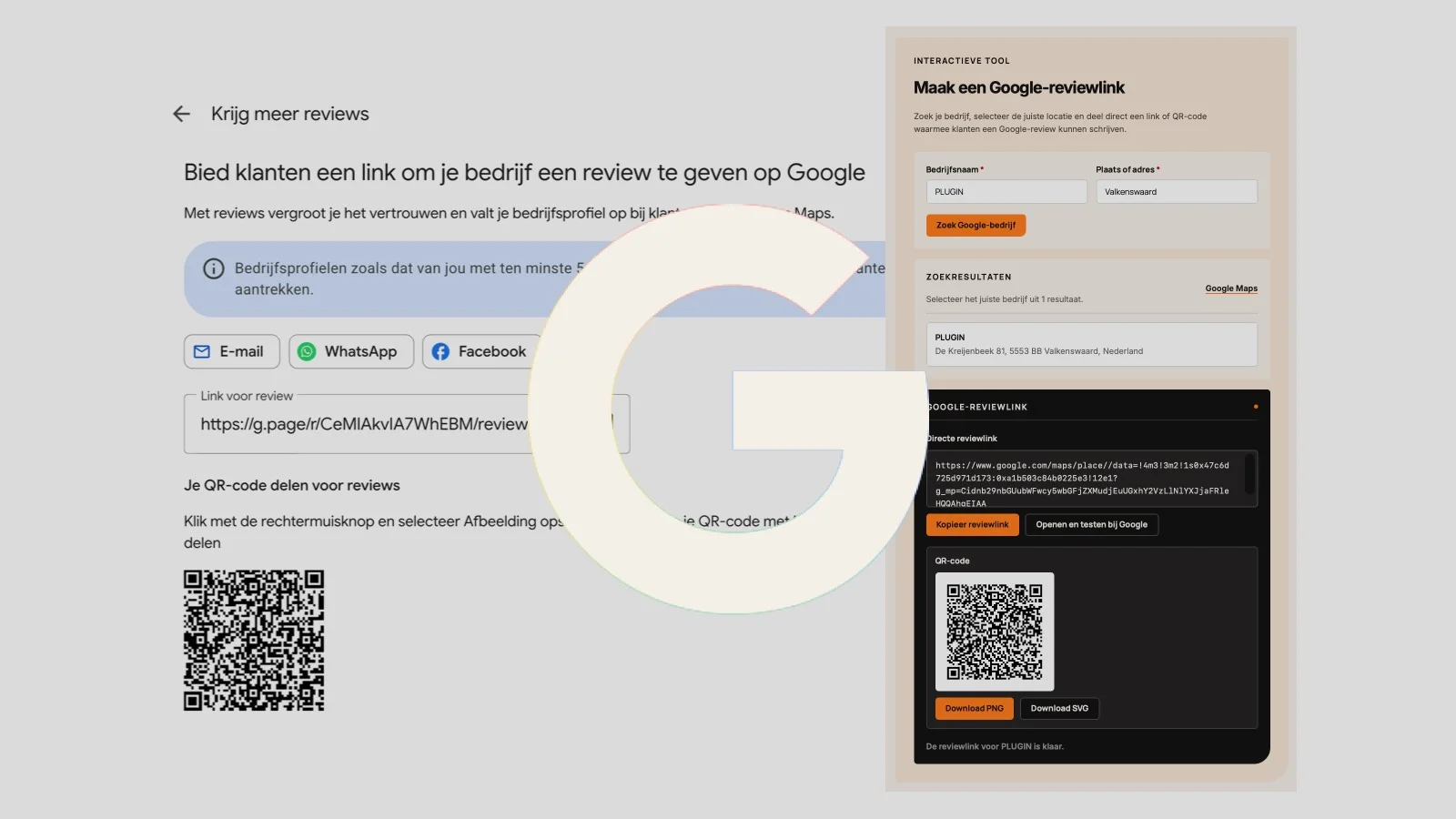 Google Mijn Bedrijf review codes ophalen