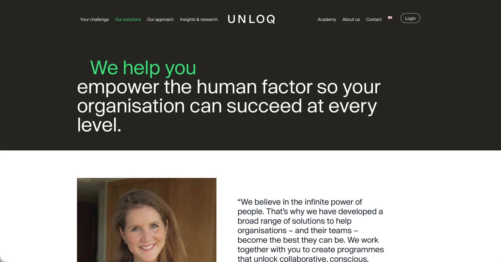 UNLOQ website - Our solutions page