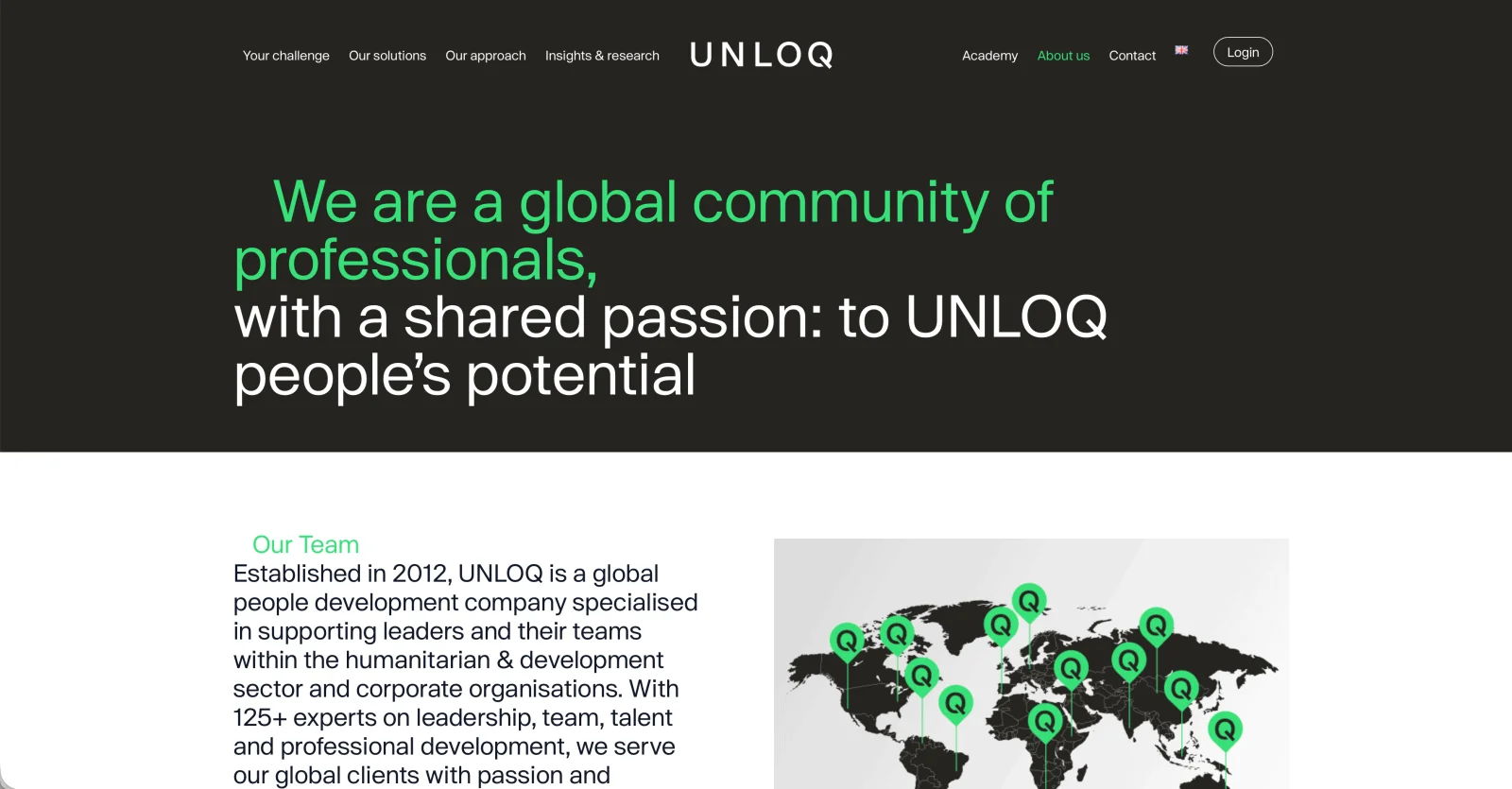 UNLOQ website - About us pagina