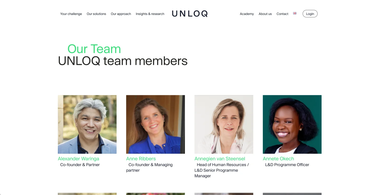 UNLOQ website  - Team members