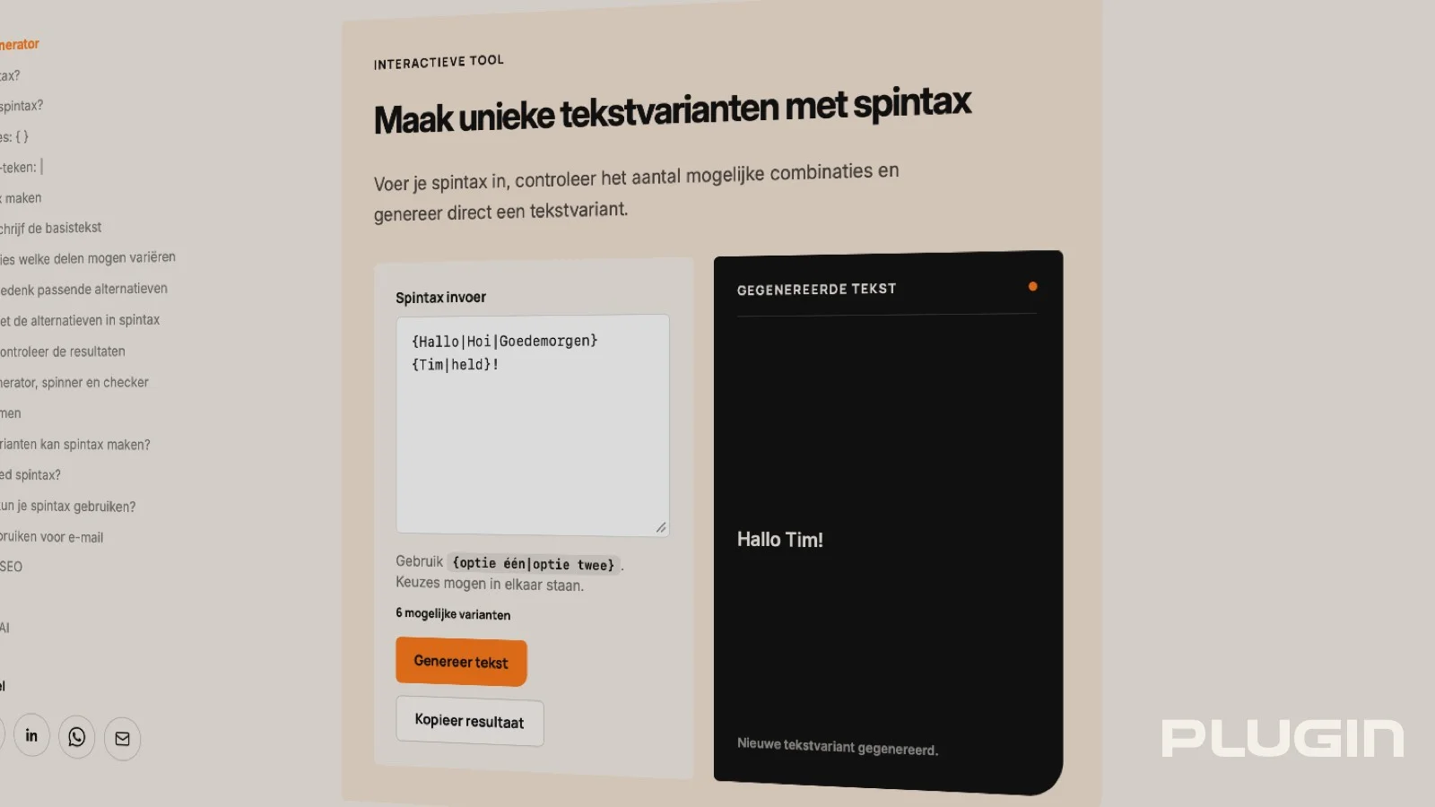 Spintax genereren tool