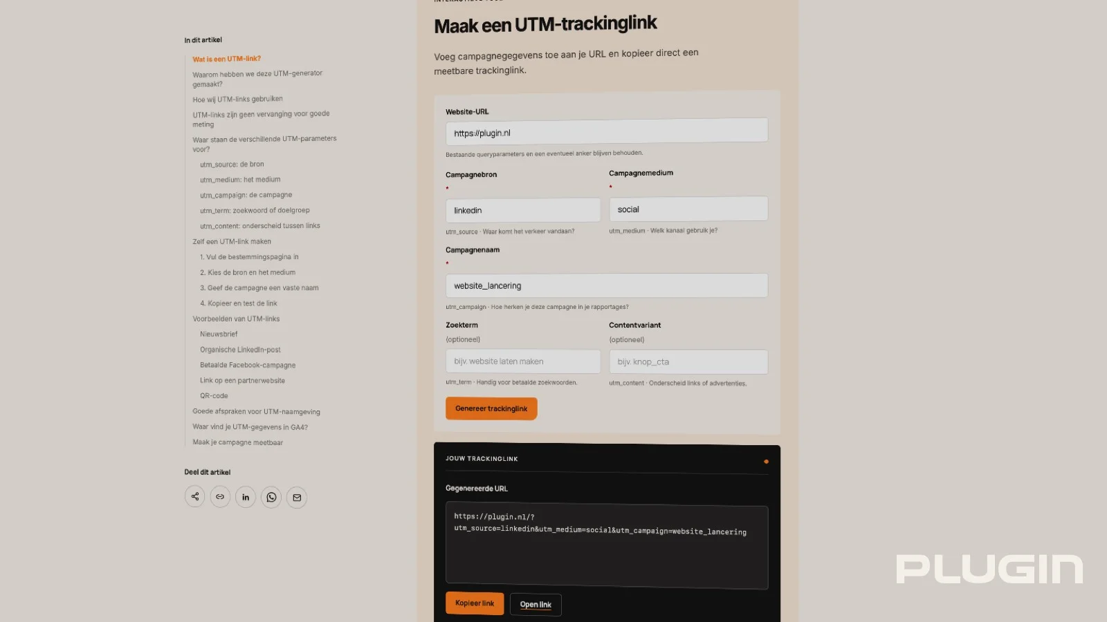 UTM tracking link genereren