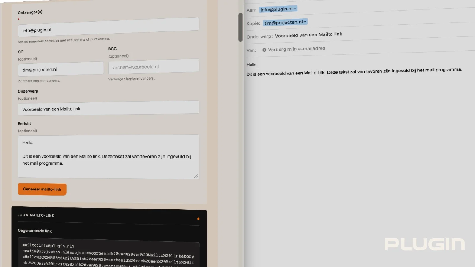 Mailto link genereren tool